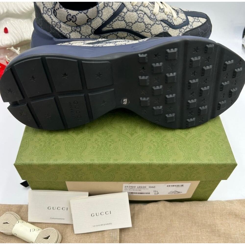 Gucci men's Rython GG Supreme monogram trainers size 12.5 made in Italy - Picture 9 of 12